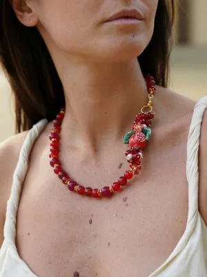 Collana melagrana con corniola e agata