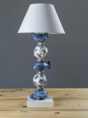 lampada totem con pesce blu
