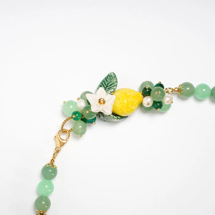 Collana con limone avventurina e giada