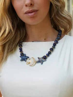 collana in ceramica e lapislazzuli