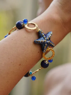 Bracciale con Cerchi, Stella Marina e Lapislazzuli